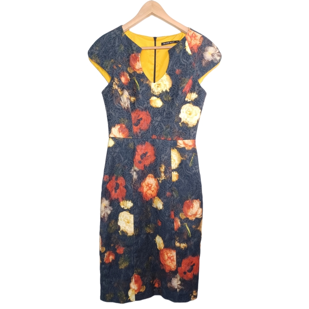 Black Halo Floral Dress - Blue and Yellow